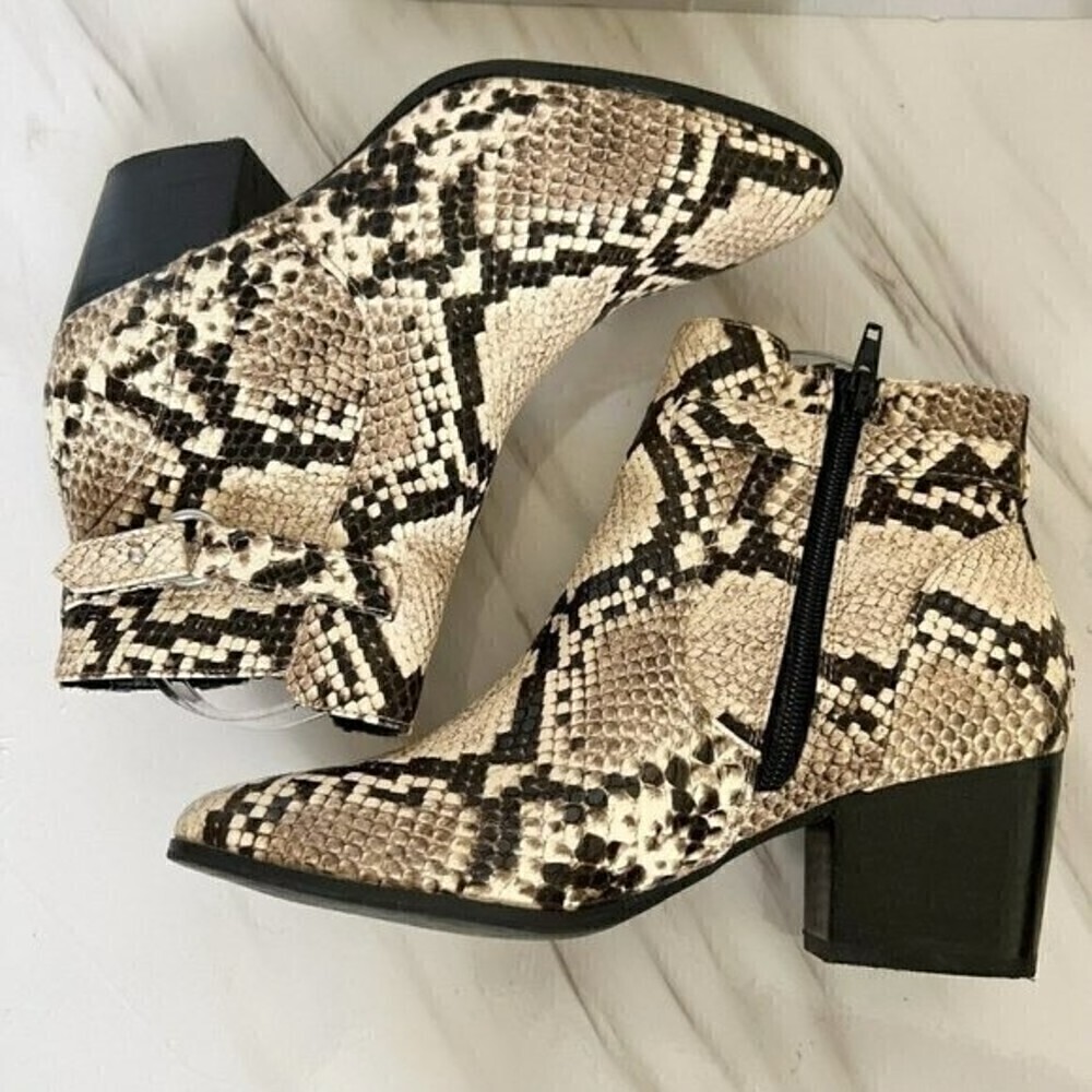 NEW Market & Spruce Snakeskin Ankle Boots size 6.5 Chunky Block Heel BOHO - Picture 6 of 14